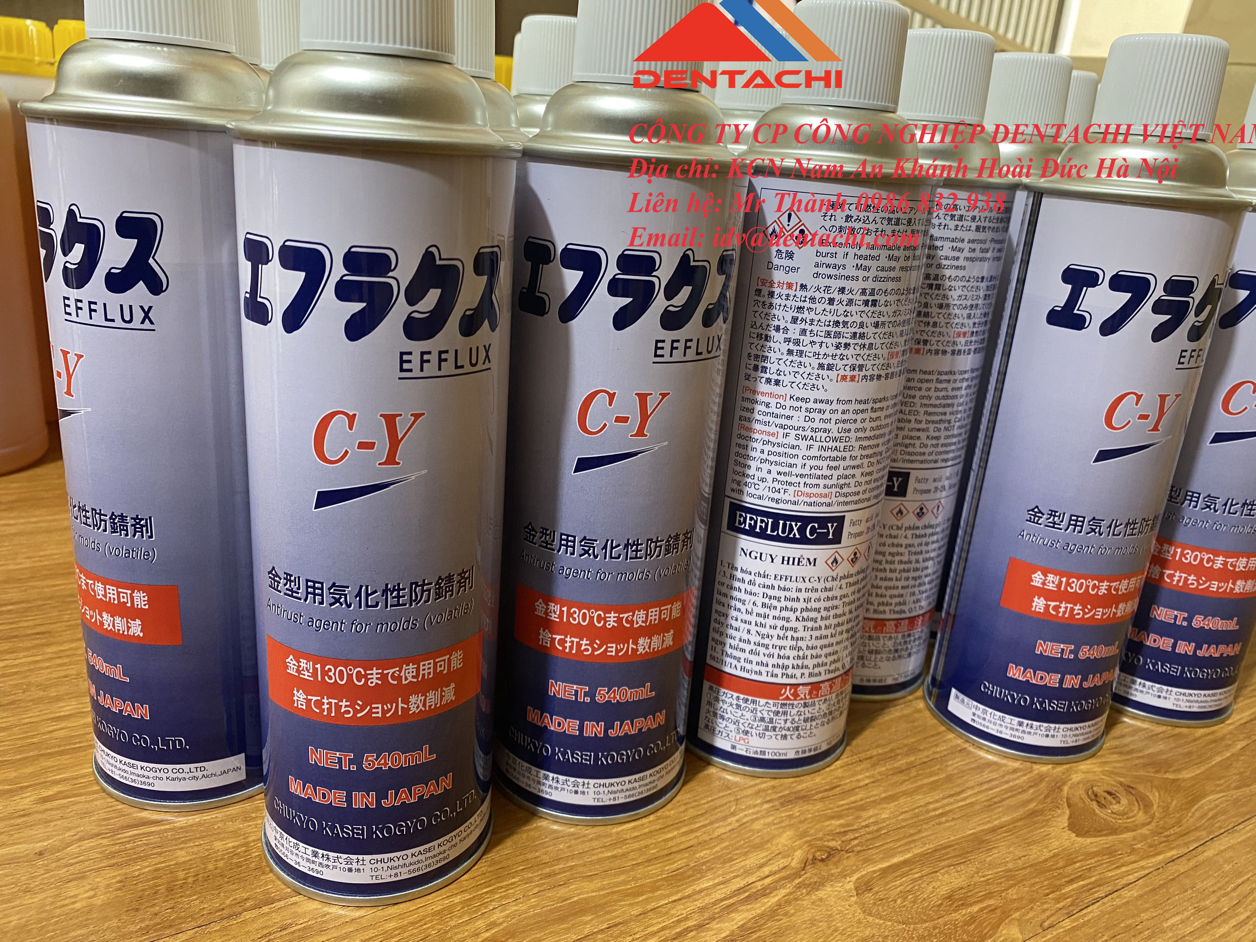 EFFLUX C-Y Chukyo Kasei Kogyo Co., LTD 10-1 Nishifukido, Imaoka-cho, Kariya, Aichi Prefecture, Japan.  EFFLUX C-Y / Chất chống rỉ cho khuôn không dầu (dạng khí)
